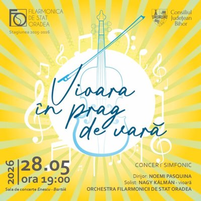 „Vioara în prag de vară” la Filarmonica de Stat Oradea: concert simfonic cu o premieră națională și lucrări de Brahms și Arriaga